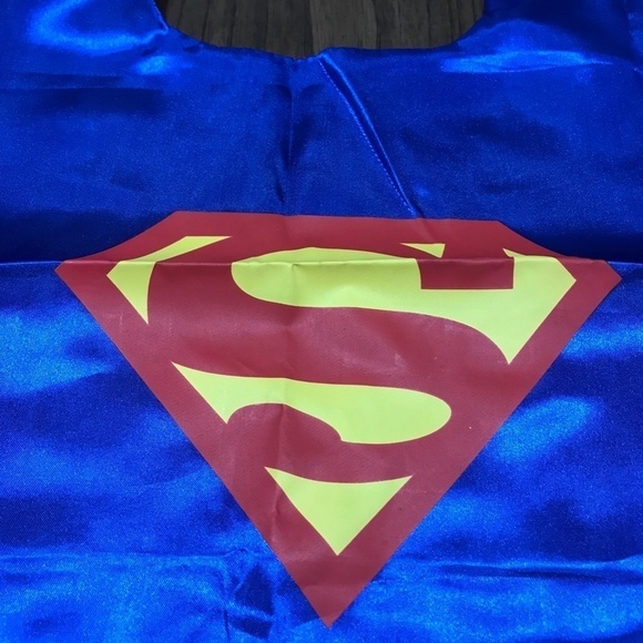 Super Man Cape Blue Hero Shield Reversible Halloween Book Parade Preppy Classic - Picture 3 of 6